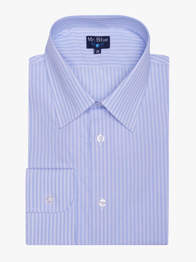 Camisa Classic Fit Fil-a-Fil Azul Mr. Blue