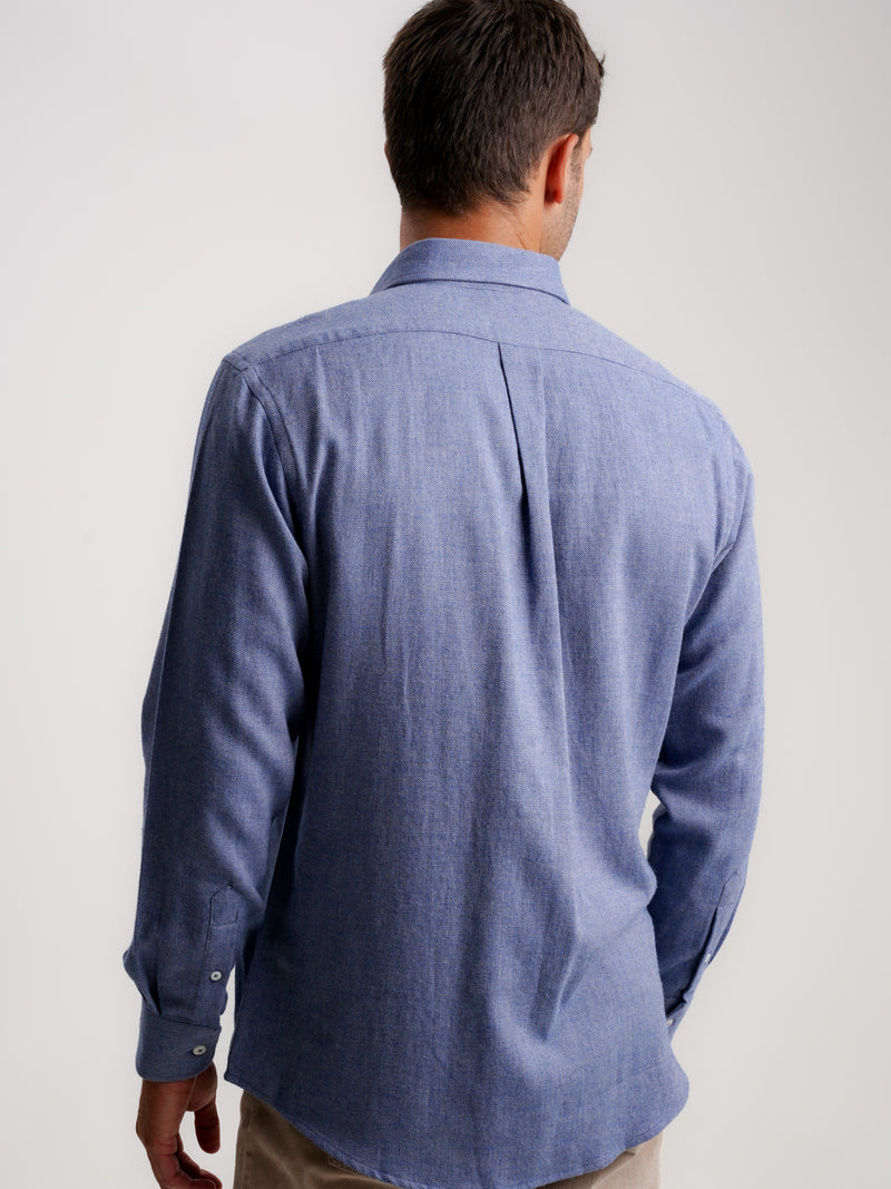 Camisa Regular Fit Dobby Azul