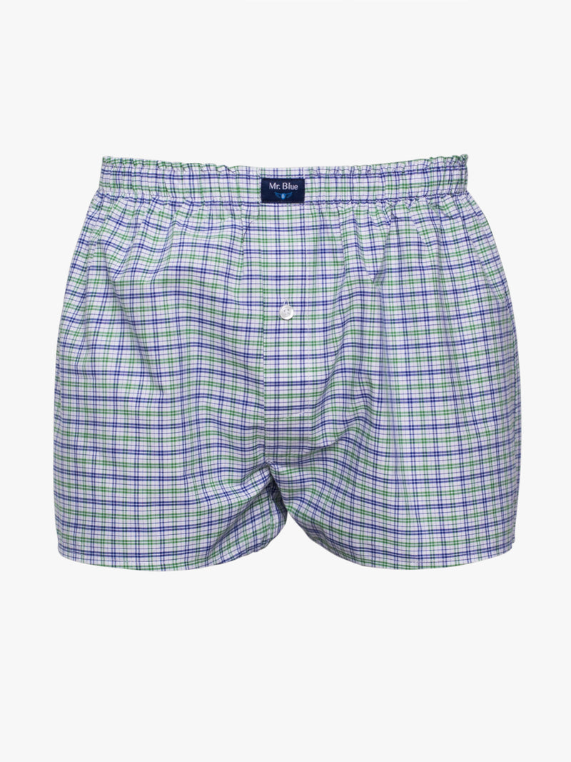 Classic blue, green and white striped boxers