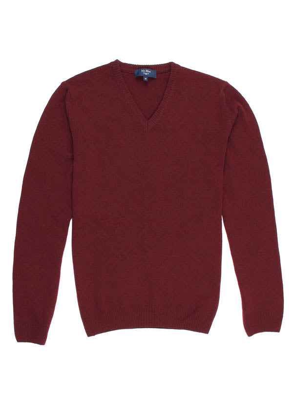 Red V-neck Pullover