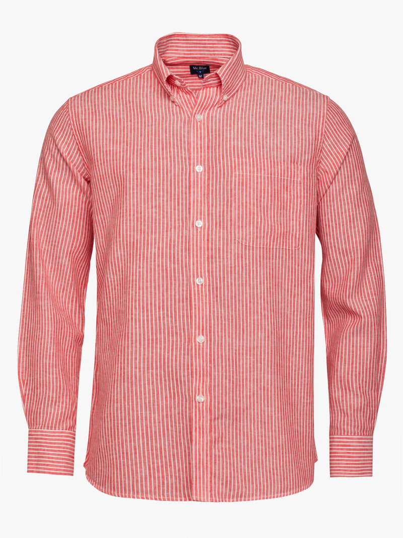 Camisa roja de lino regular fit