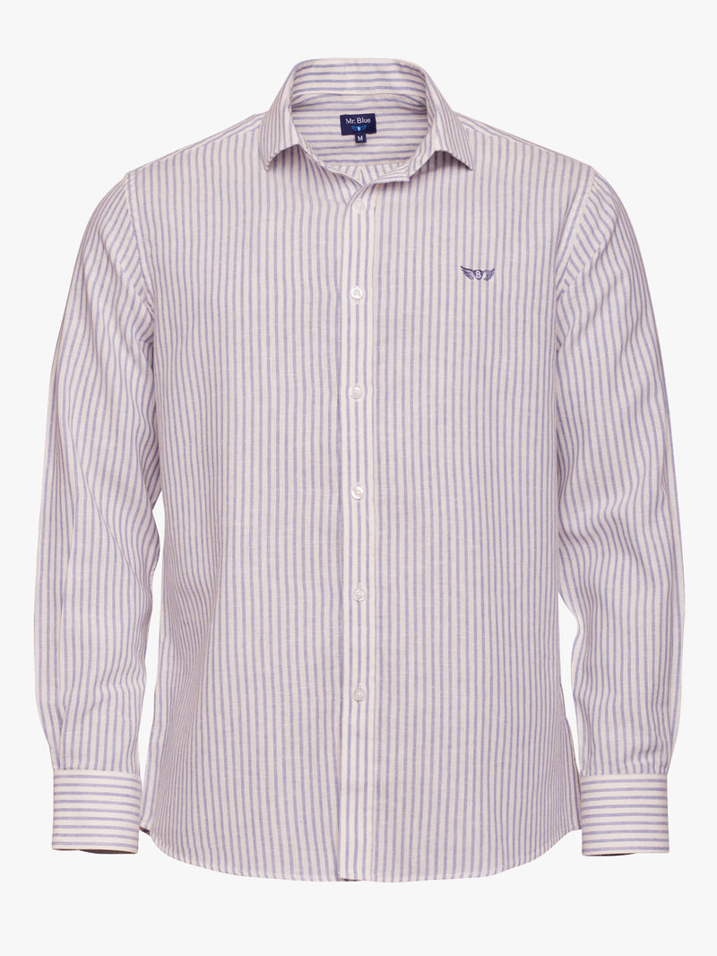 Blue Linen Regular Fit Shirt