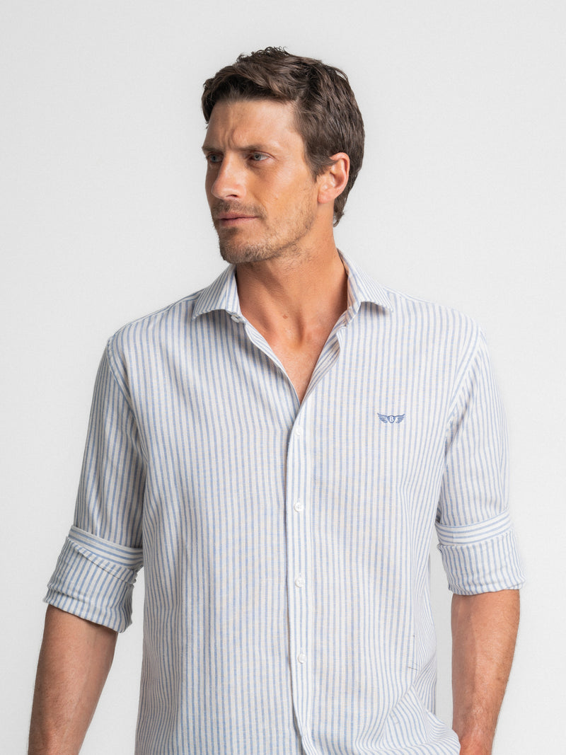 Blue Linen Regular Fit Shirt