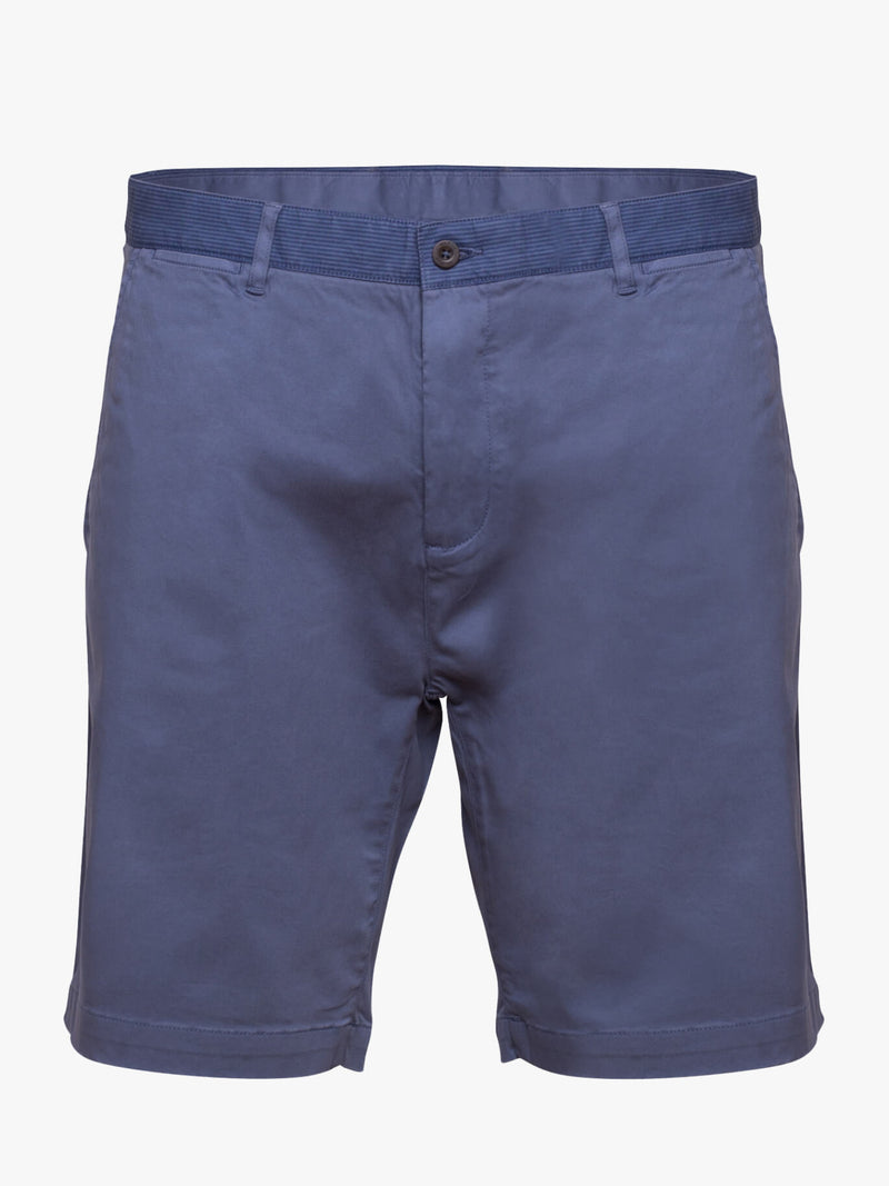 Twill Bermuda shorts plain blue intermediate