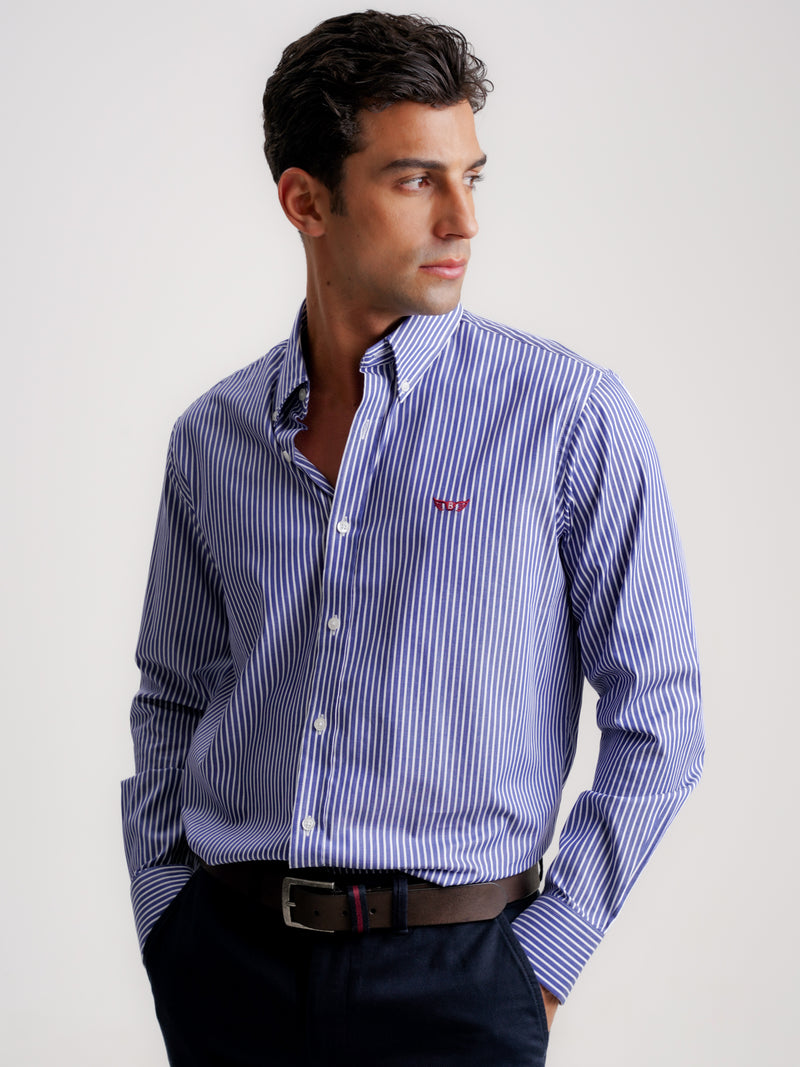 Camisa Regular Fit Oxford Azul