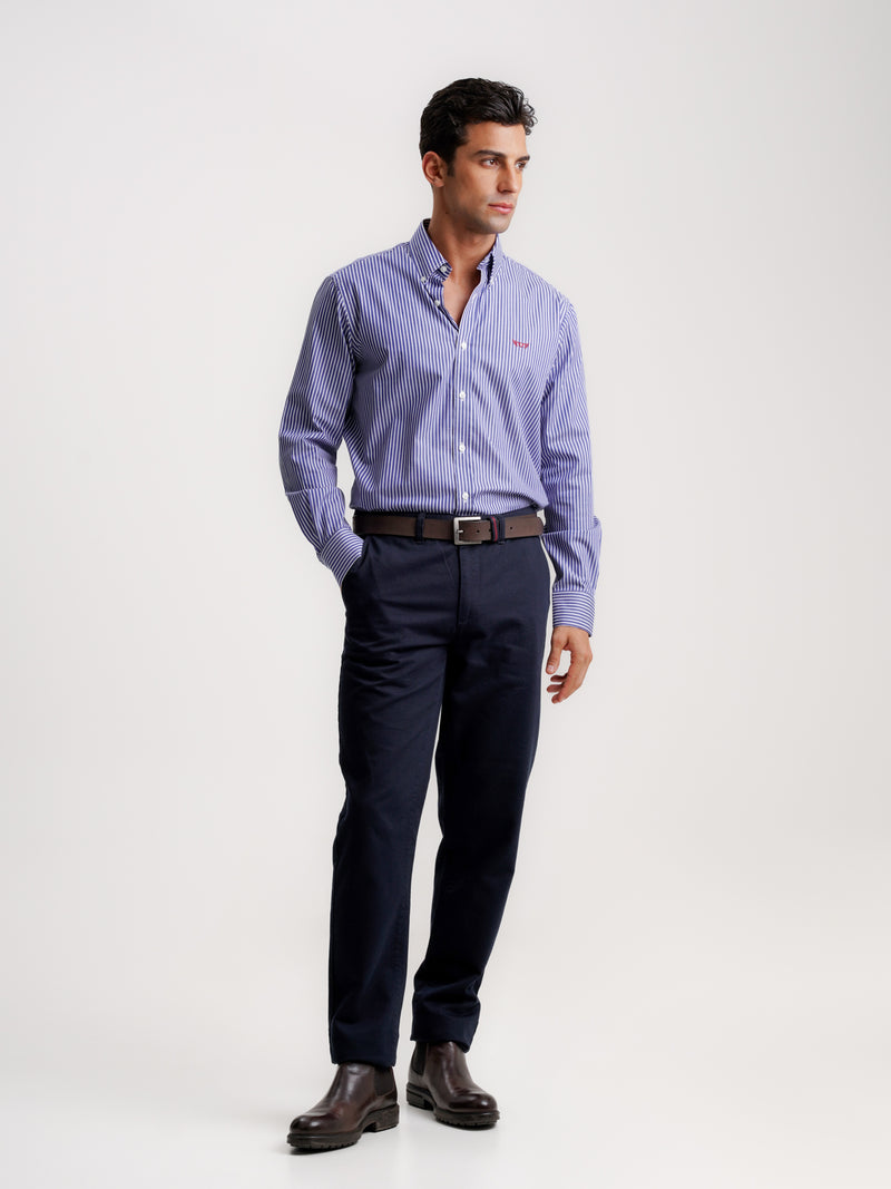 Camisa Regular Fit Oxford Azul