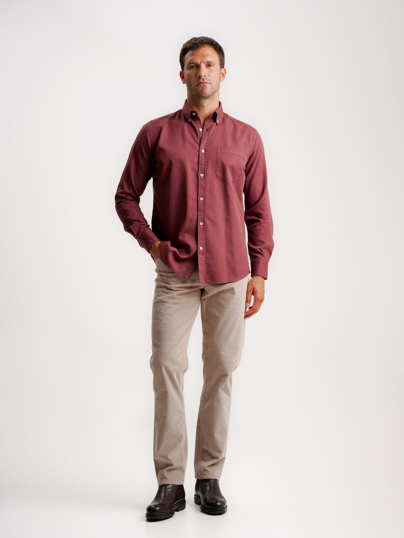 Camisa Regular Fit Estructurada Roja