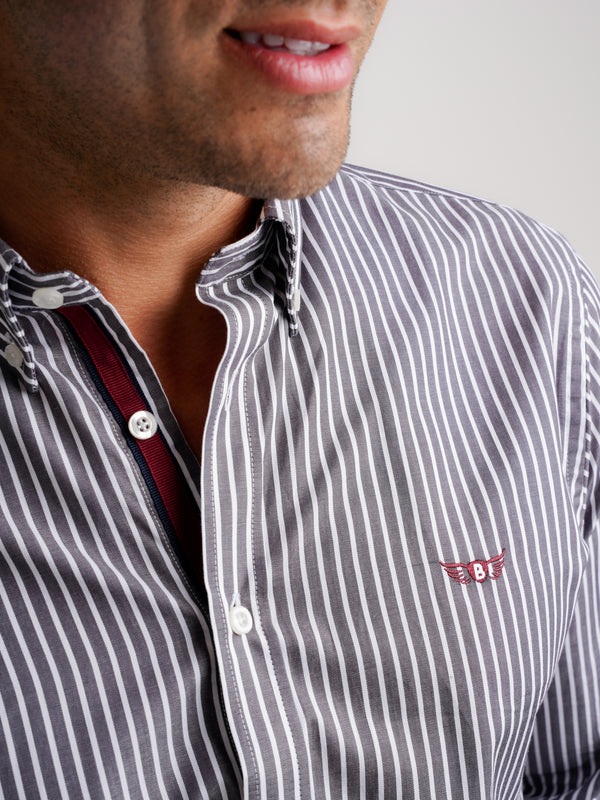 Camisa Regular Fit Oxford Gris