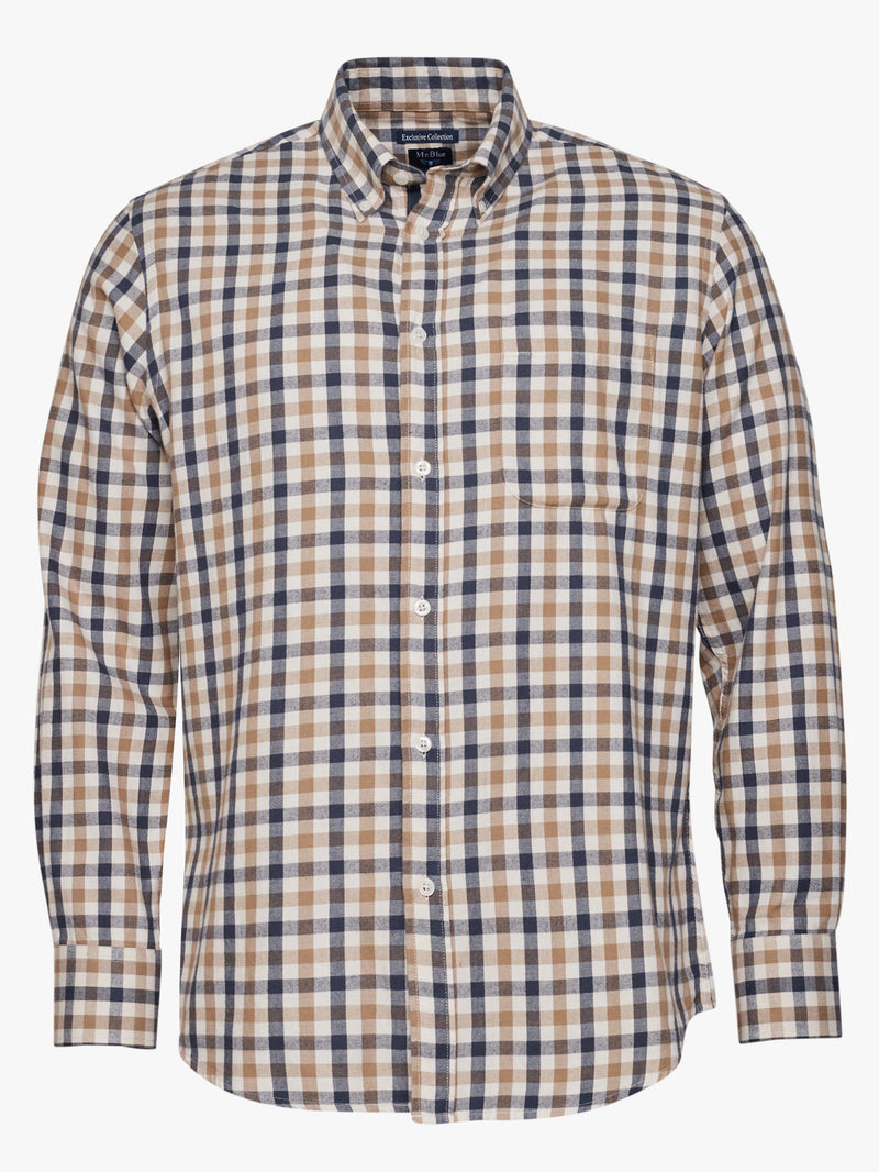 Beige Regular Fit Flannel Shirt