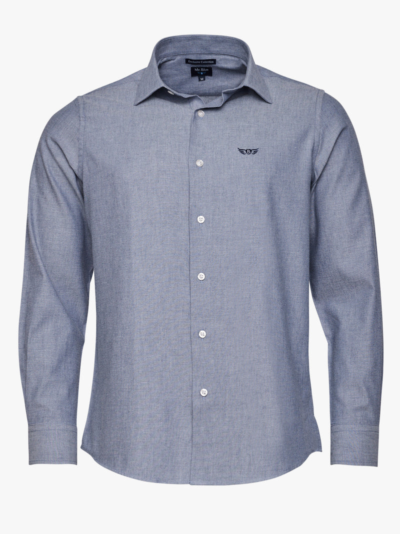 Camisa Slim Fit de sarga azul