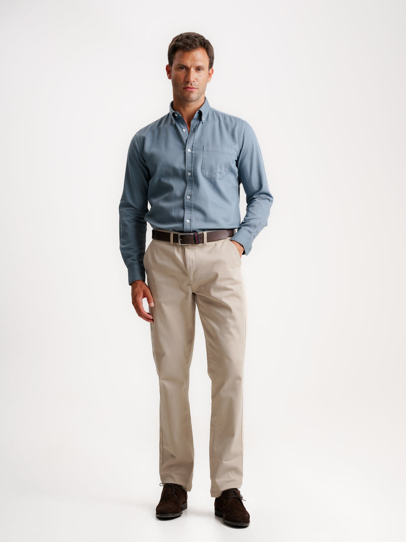 Camisa Regular Fit Estructurada Azul