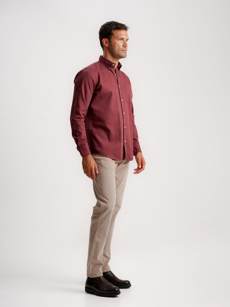 Camisa Regular Fit Estructurada Roja