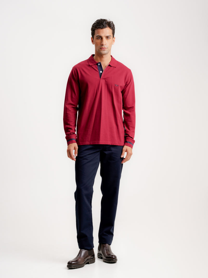 Polo Regular Fit Piquet Bordeaux