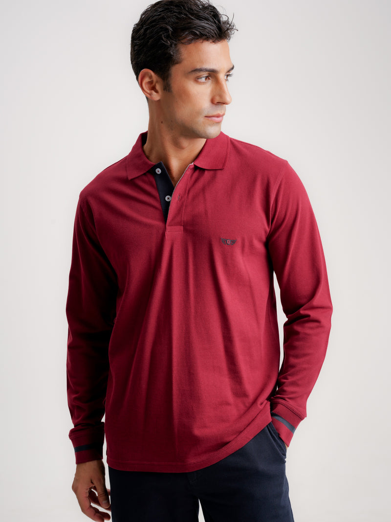 Polo Regular Fit Piquet Bordeaux