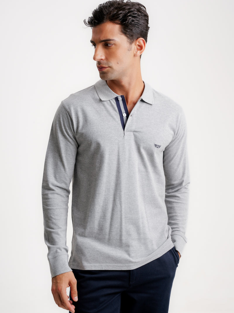 Polo Regular Fit Piquet Gris