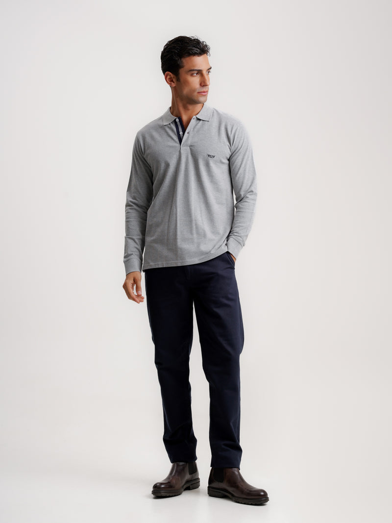 Polo Regular Fit Piquet Gris