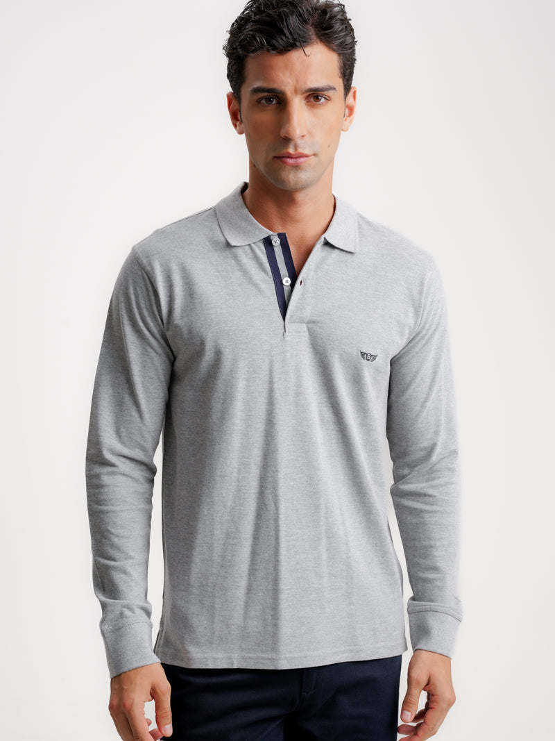 Polo Regular Fit Piquet Gris