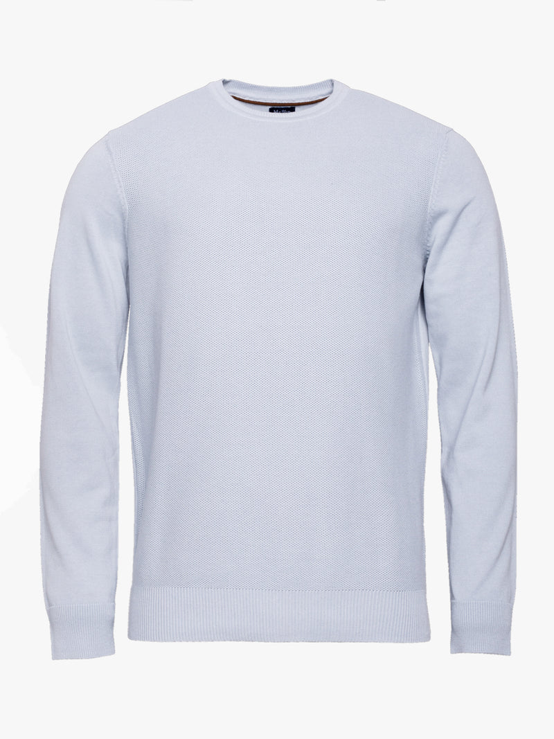 Sky-blue cotton round-neck sweater