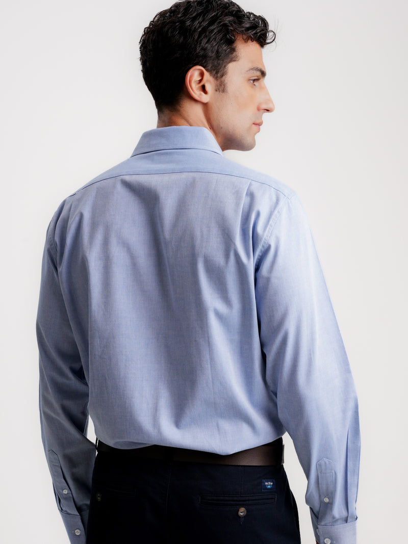 Camisa Slim Fit Oxford Azul