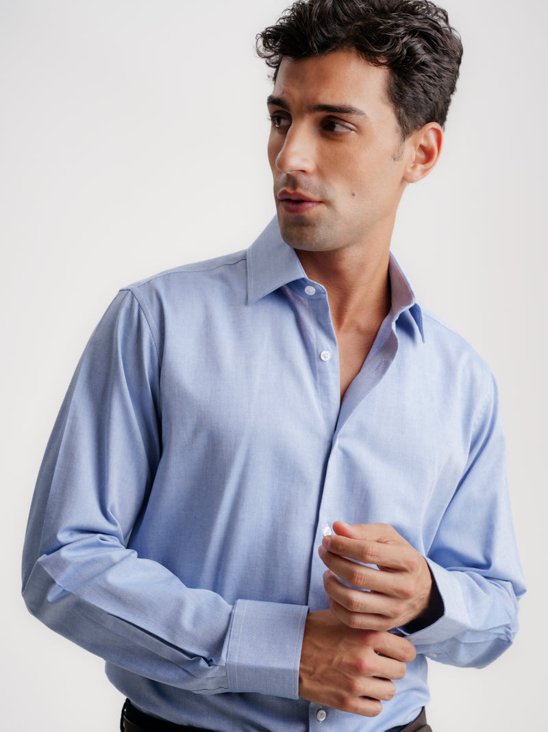 Camisa Slim Fit Oxford Azul