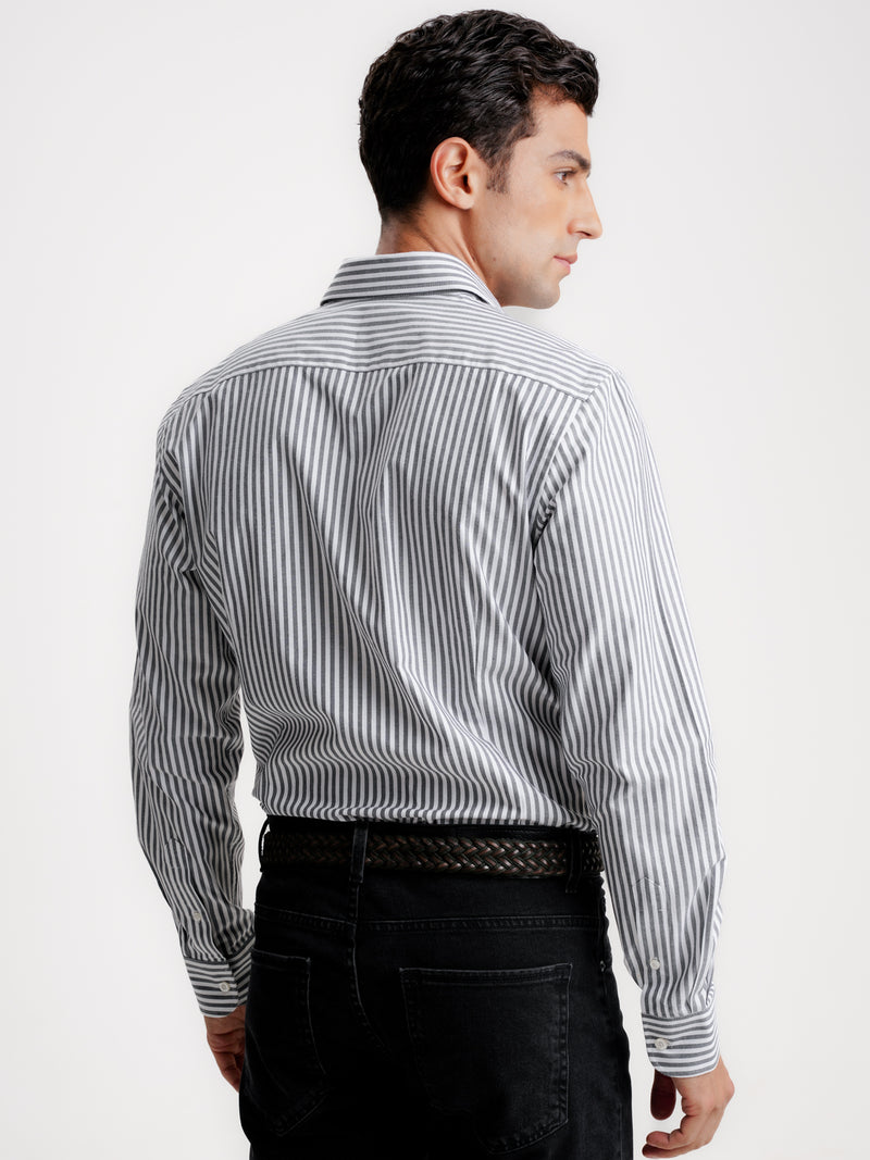 Camisa Slim Fit Oxford Gris