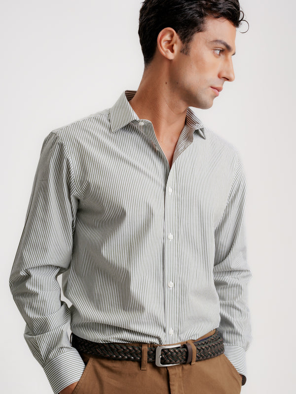 Camisa Slim Fit Popelina Verde