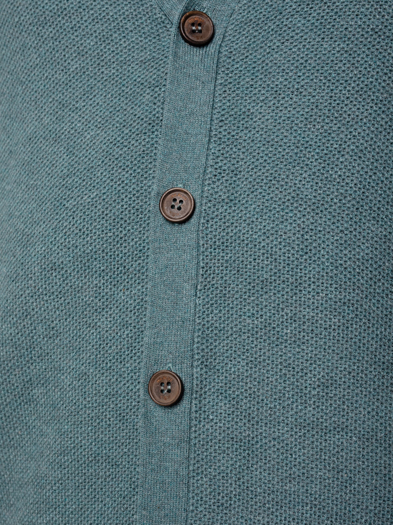 Green organic cotton cardigan with buttons