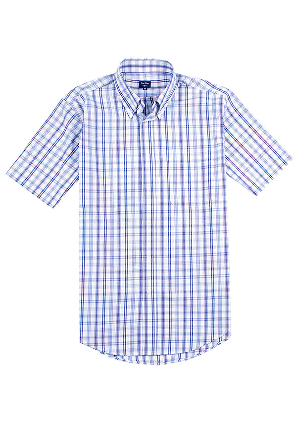 Camisa de popelín de manga corta con rayas anchas y detalle de carcasa