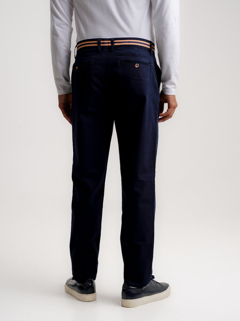 Pantalones Chinos Regular Fit Dobby Azules