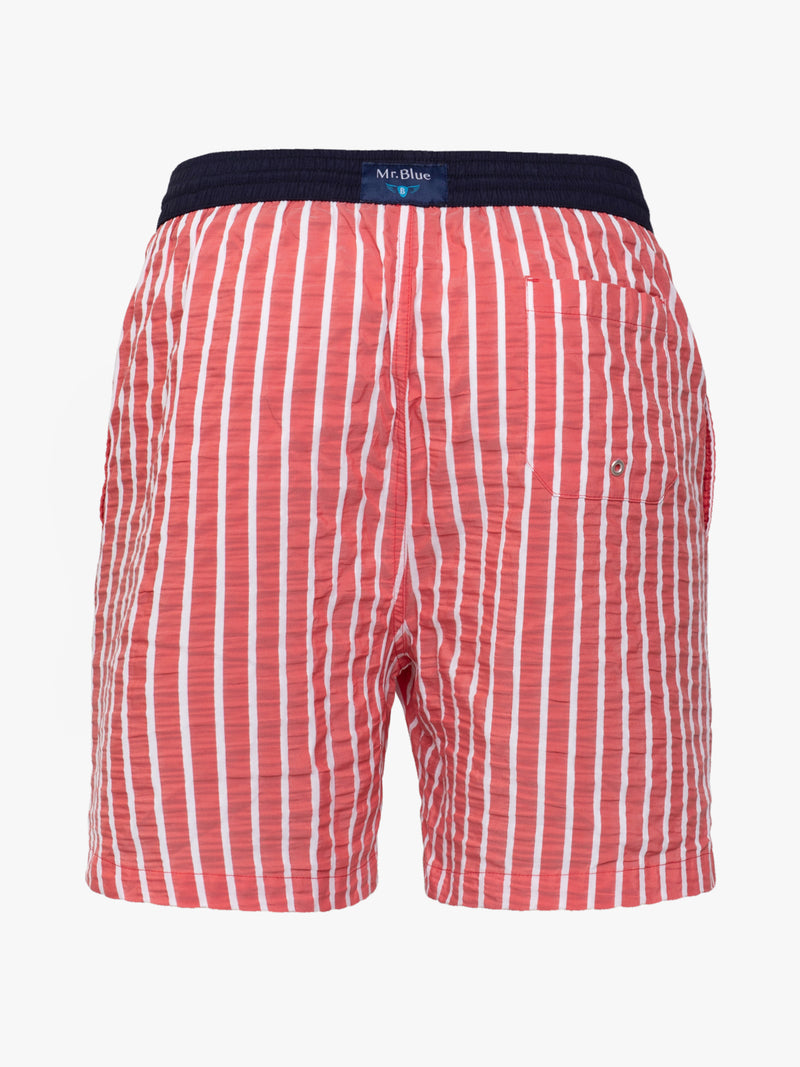 Classic red striped swim shorts