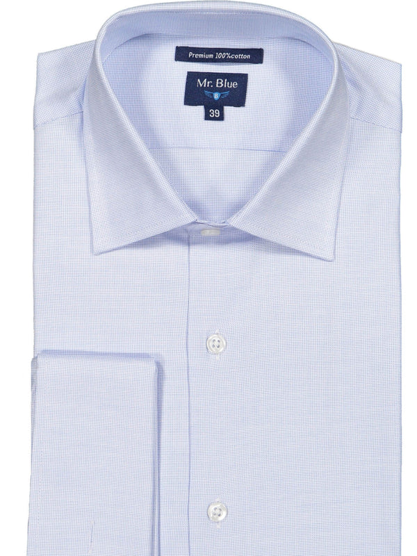 Medium-blue checkered cufflink shirt