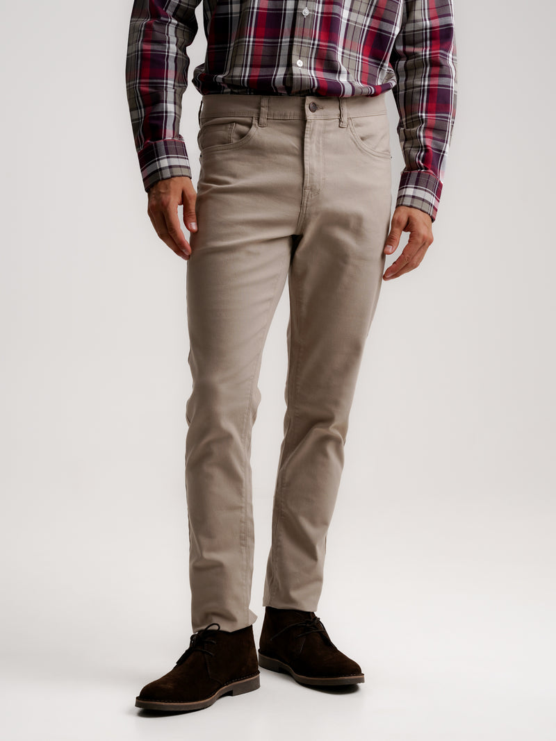 Slim Fit Dobby Beige Chinos