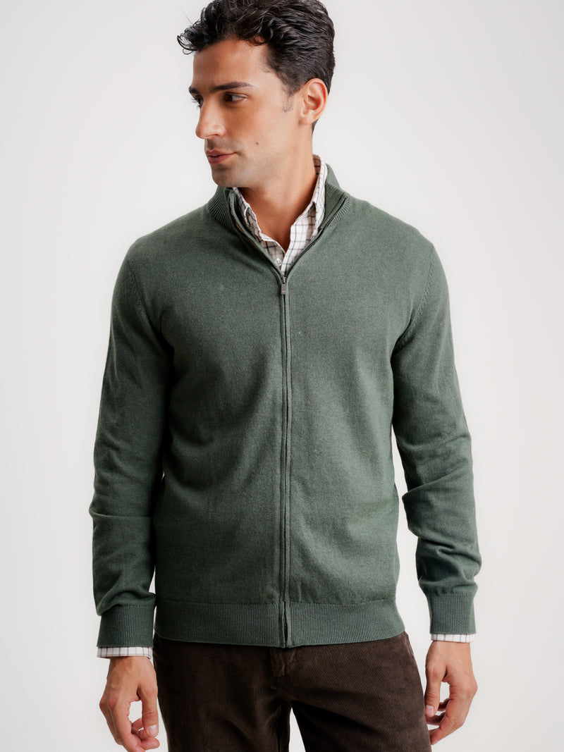 Green Slim Merino Wool Pullover