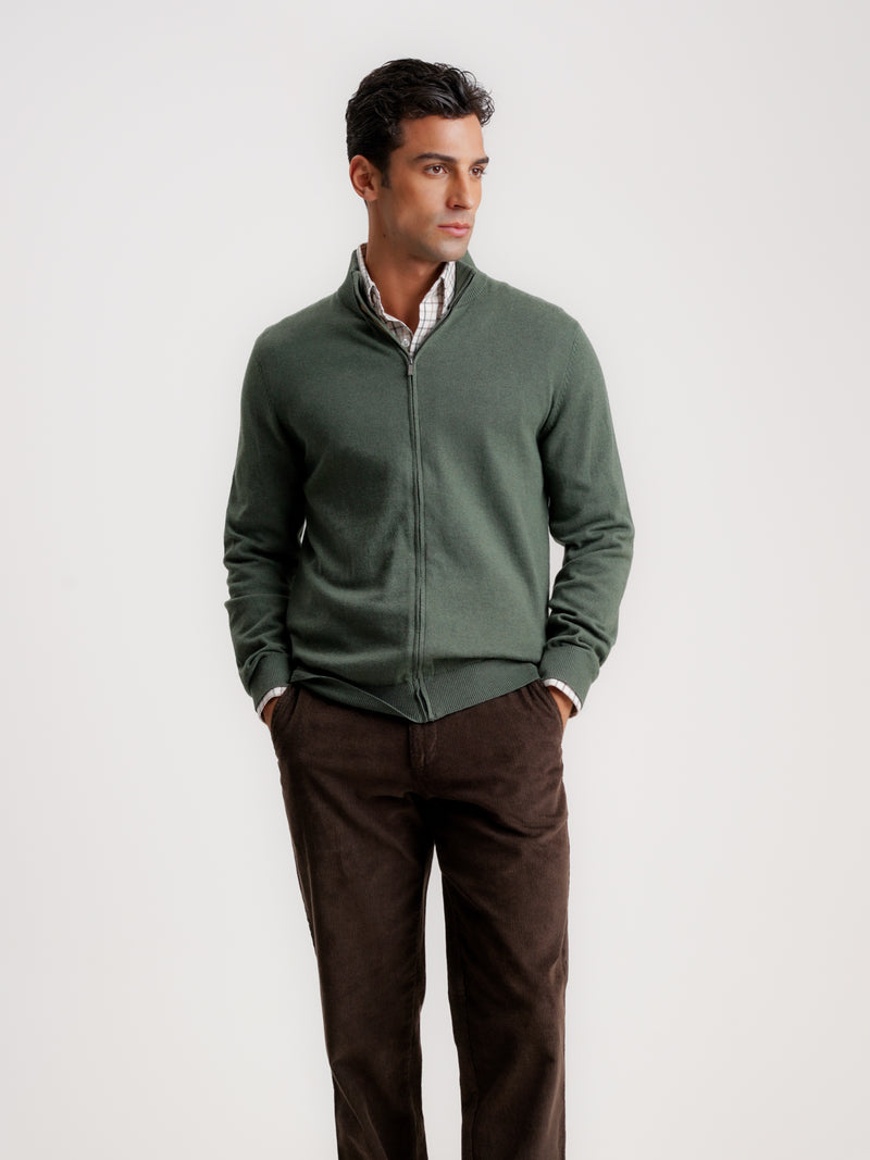 Green Slim Merino Wool Pullover