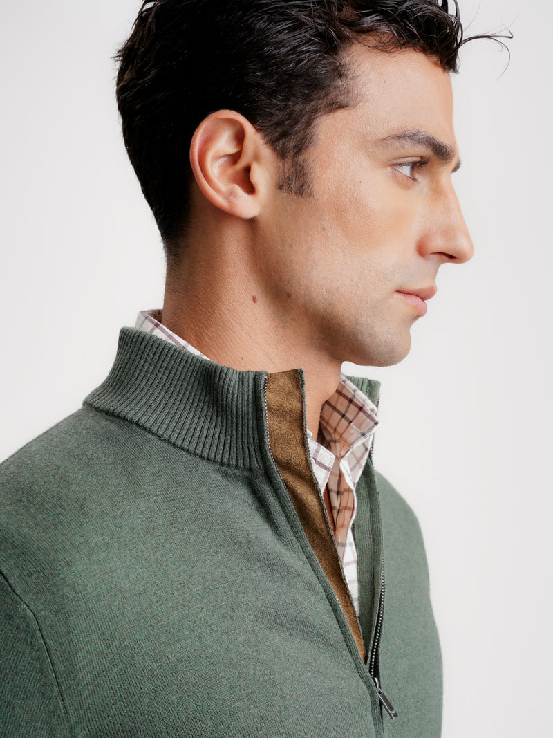 Green Slim Merino Wool Pullover