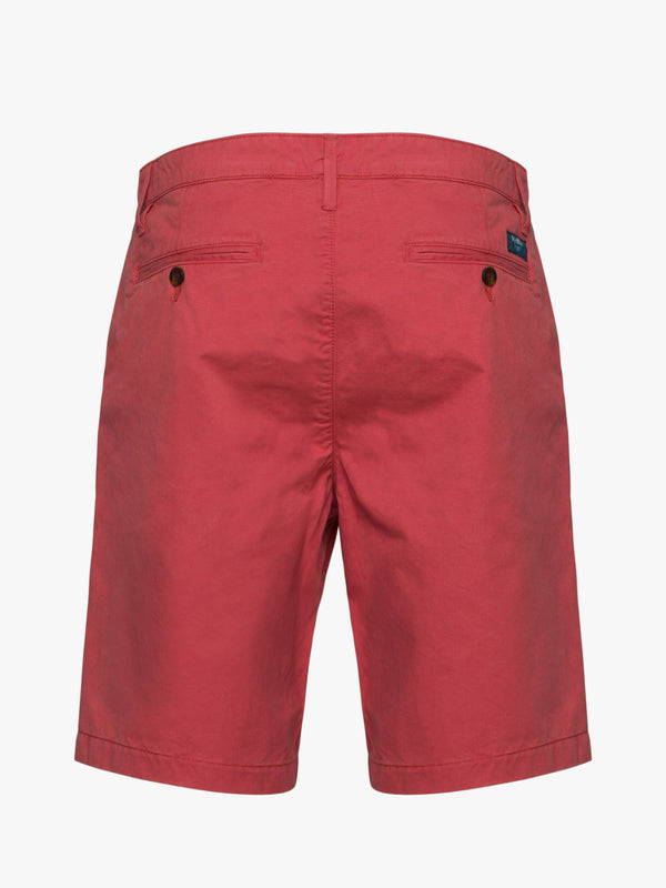 Pantalones cortos de sarga de algodón rojo oscuro