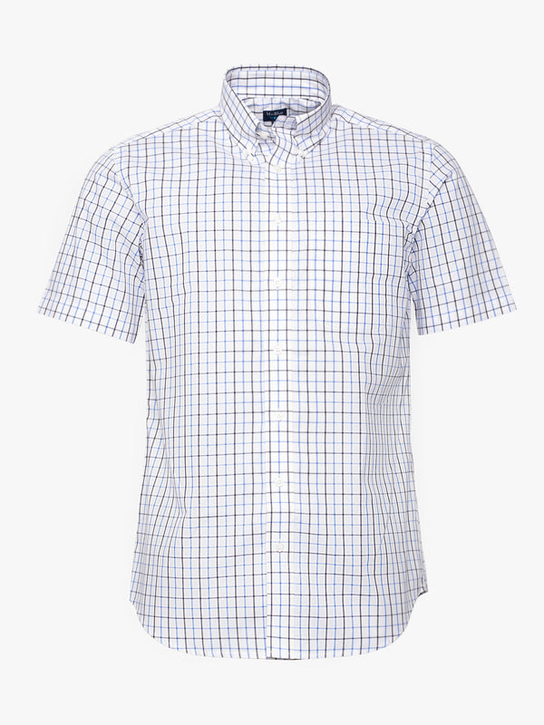 White checkered short-sleeve shirt