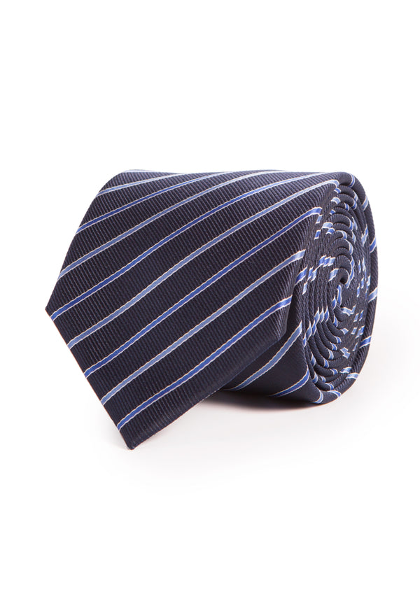 Corbata de rayas gruesas azul claro y oscuro