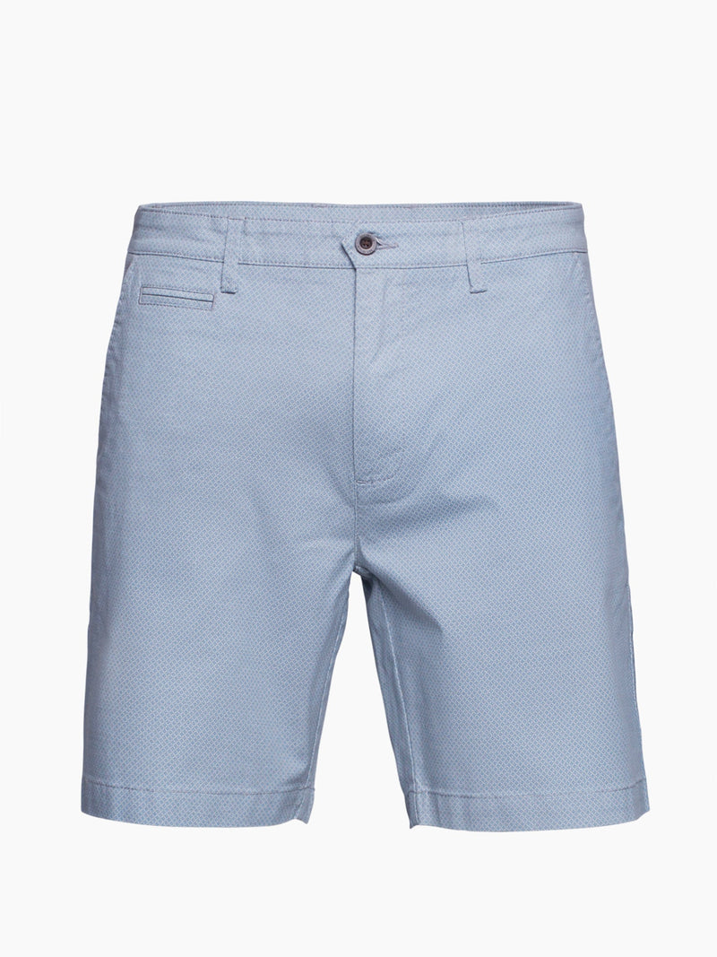 Blue and white cotton patterned Bermuda shorts
