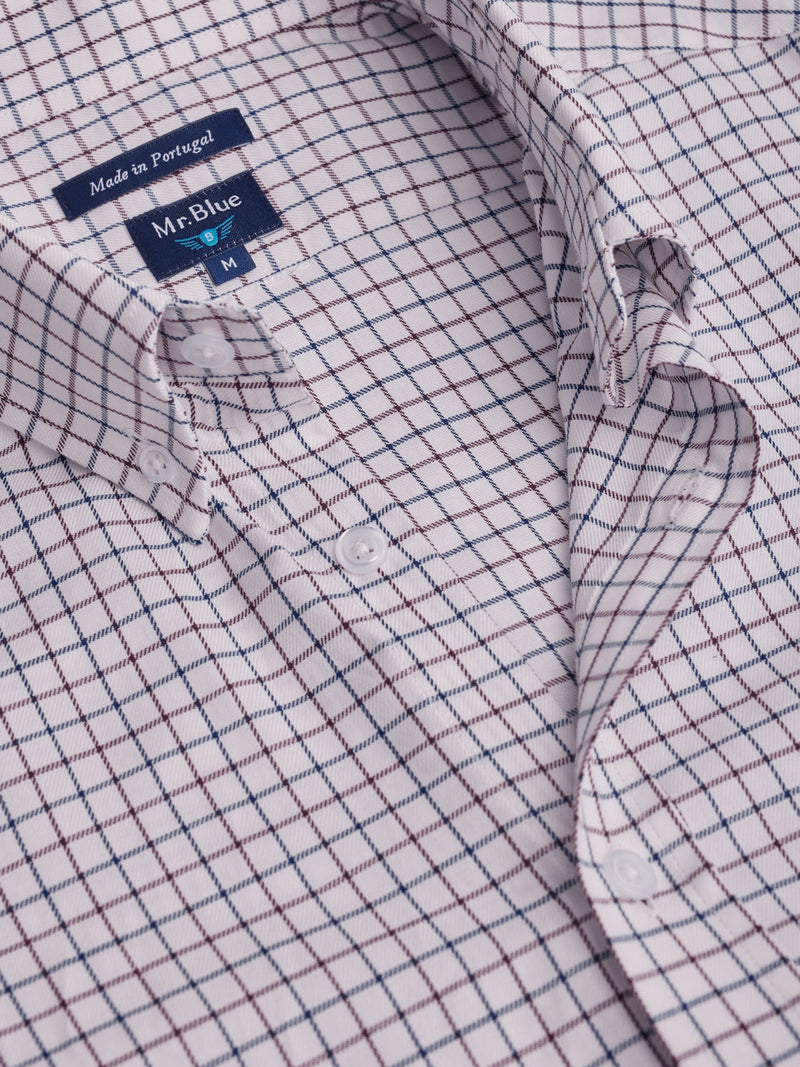 Camisa casual de cuadros pequeños con bolsillo