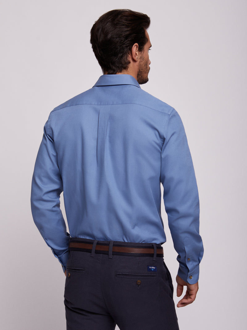 Camisa algodão azul intermédio Tailored Fit
