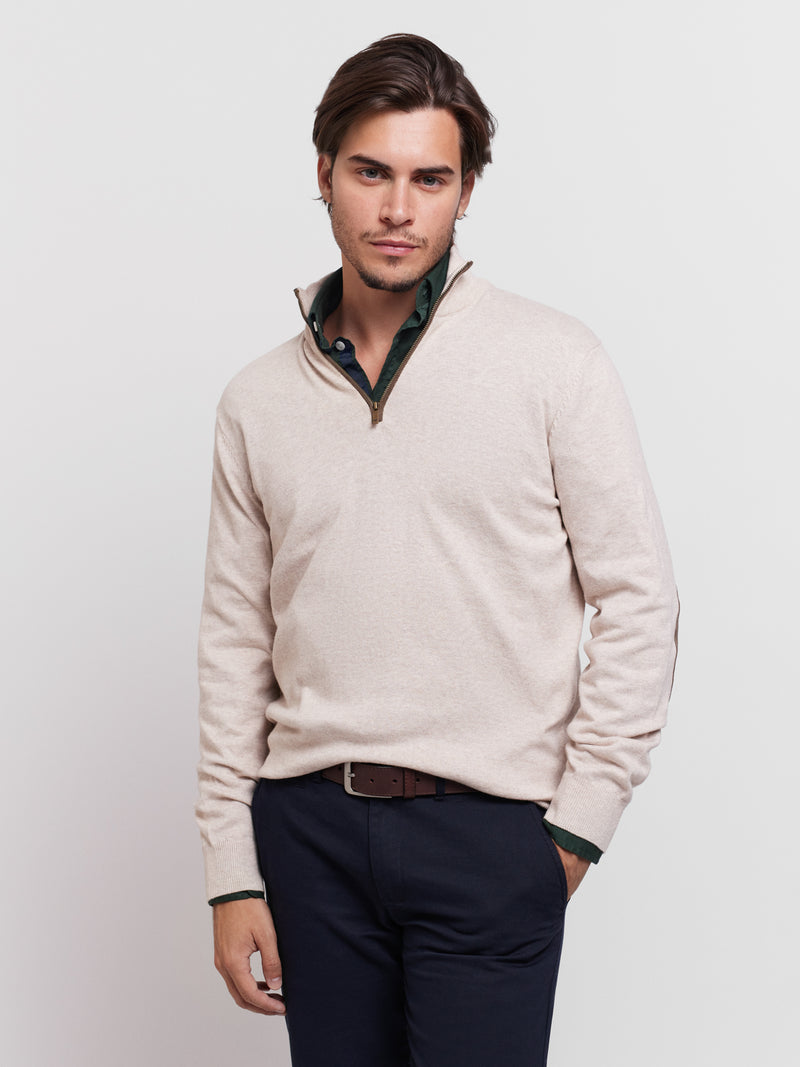 Cotton and Cashmere Sweater with Zip