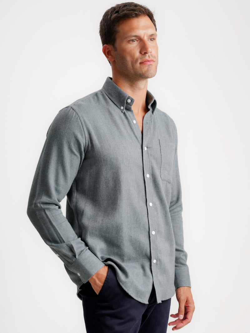 Camisa Regular Fit Dobby Verde