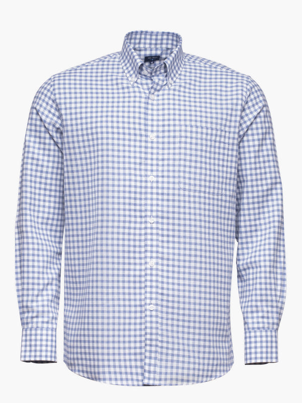 Medium Blue Checkered Flannel Shirt