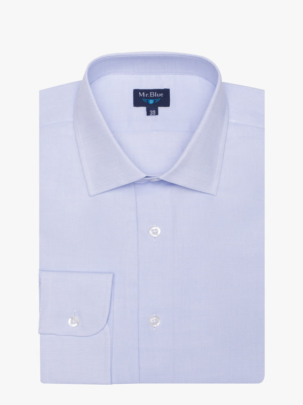 Camisa clásica Oxford azul claro de algodón