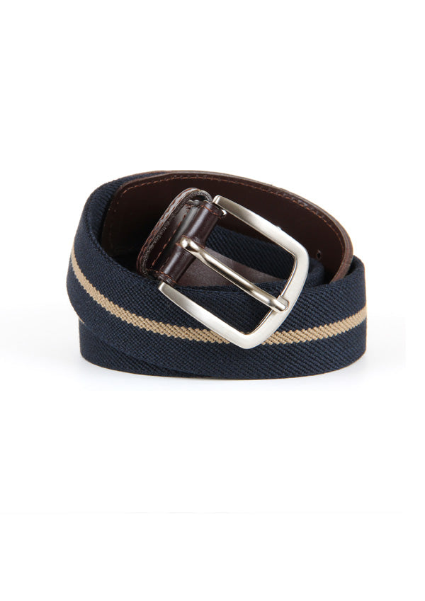 Cinturones elásticos azul oscuro y beige