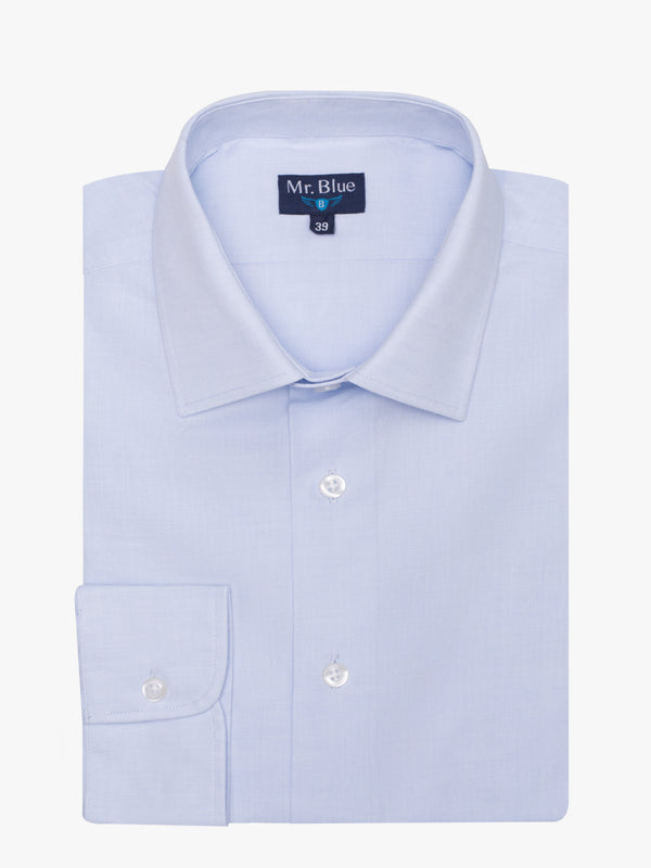 Camisa clásica de algodón azul claro