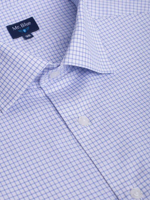 Camisa Oxford clásica de algodón a cuadros azules y blancos