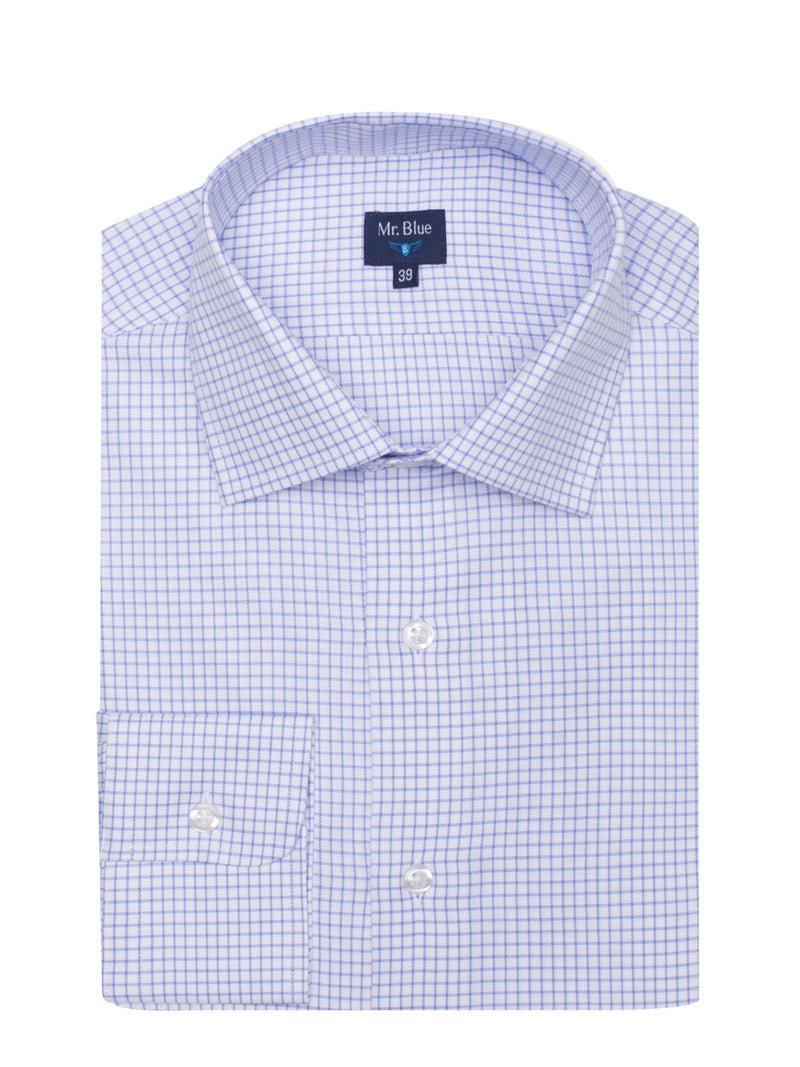 Camisa Oxford clásica de algodón a cuadros azules y blancos