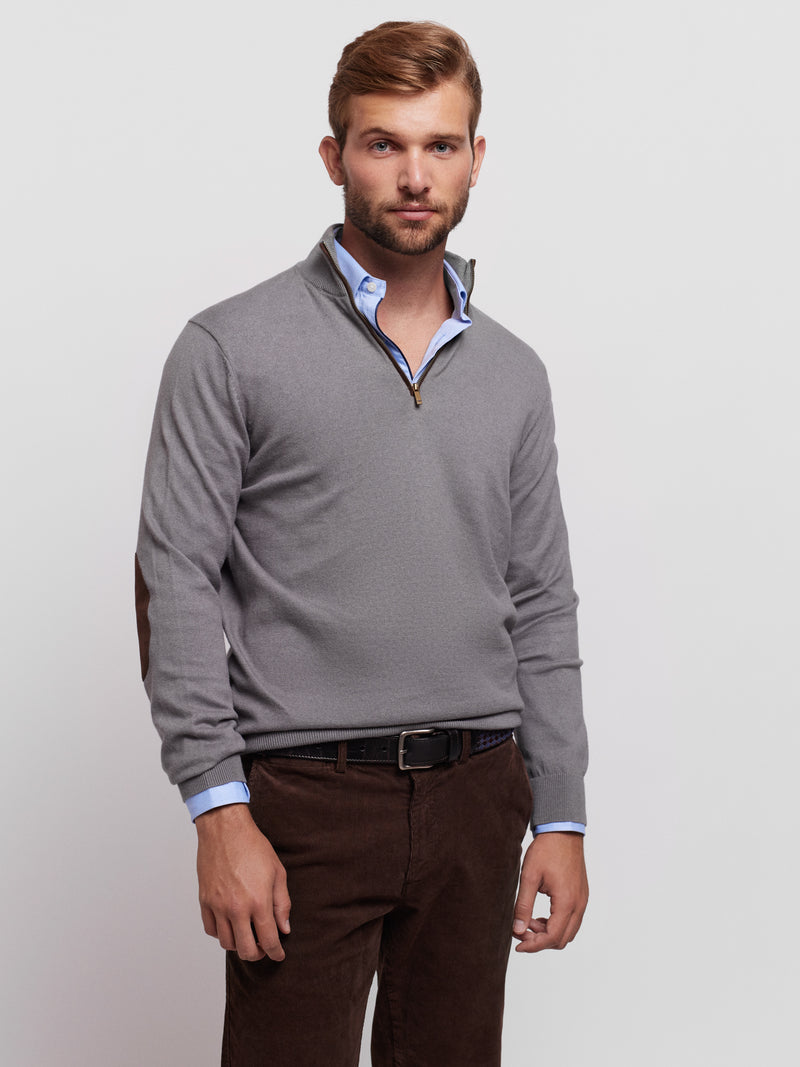 Cotton and Cashmere Sweater with Zip